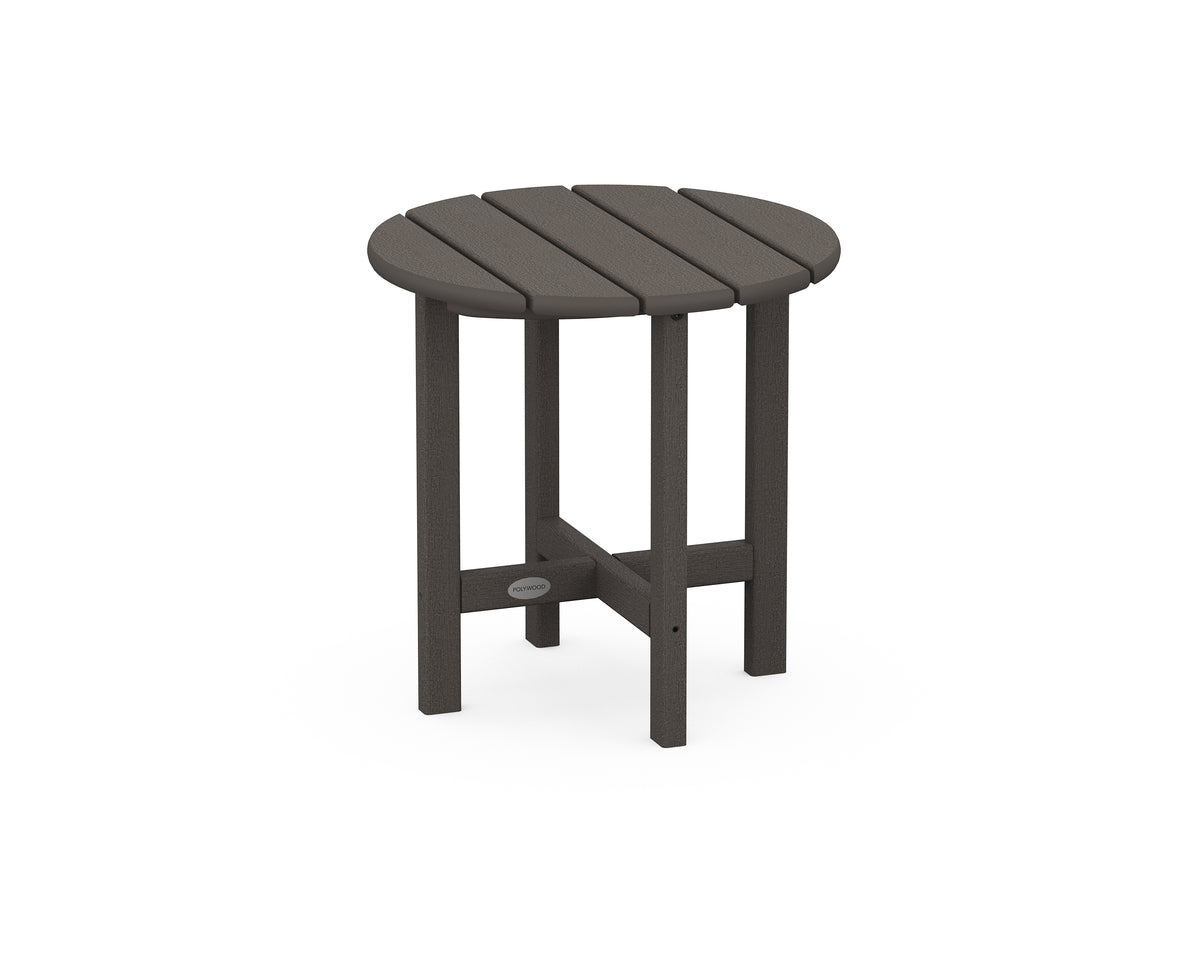 POLYWOOD Round 18" Side Table in Vintage Coffee