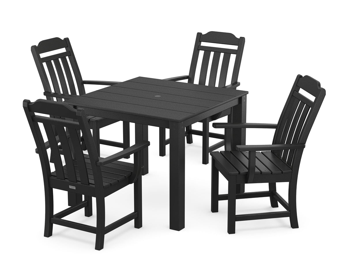 POLYWOOD Cottage 5-Piece Parsons Dining Set in Black