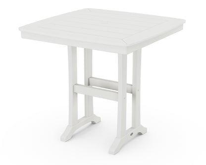 POLYWOOD Nautical Trestle 37" Counter Table in Vintage White