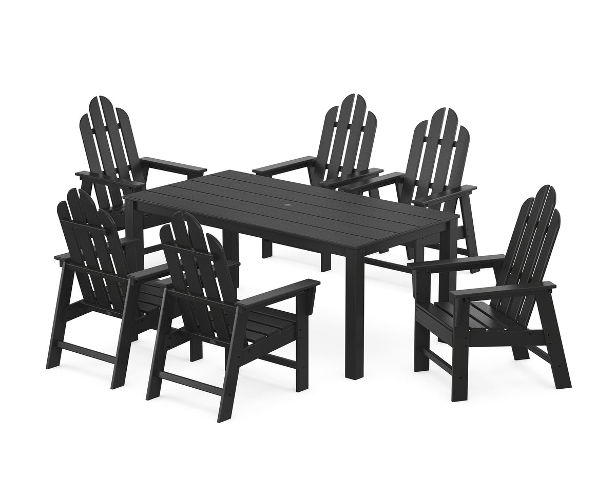 POLYWOOD Long Island 7-Piece Parsons Dining Set in Black