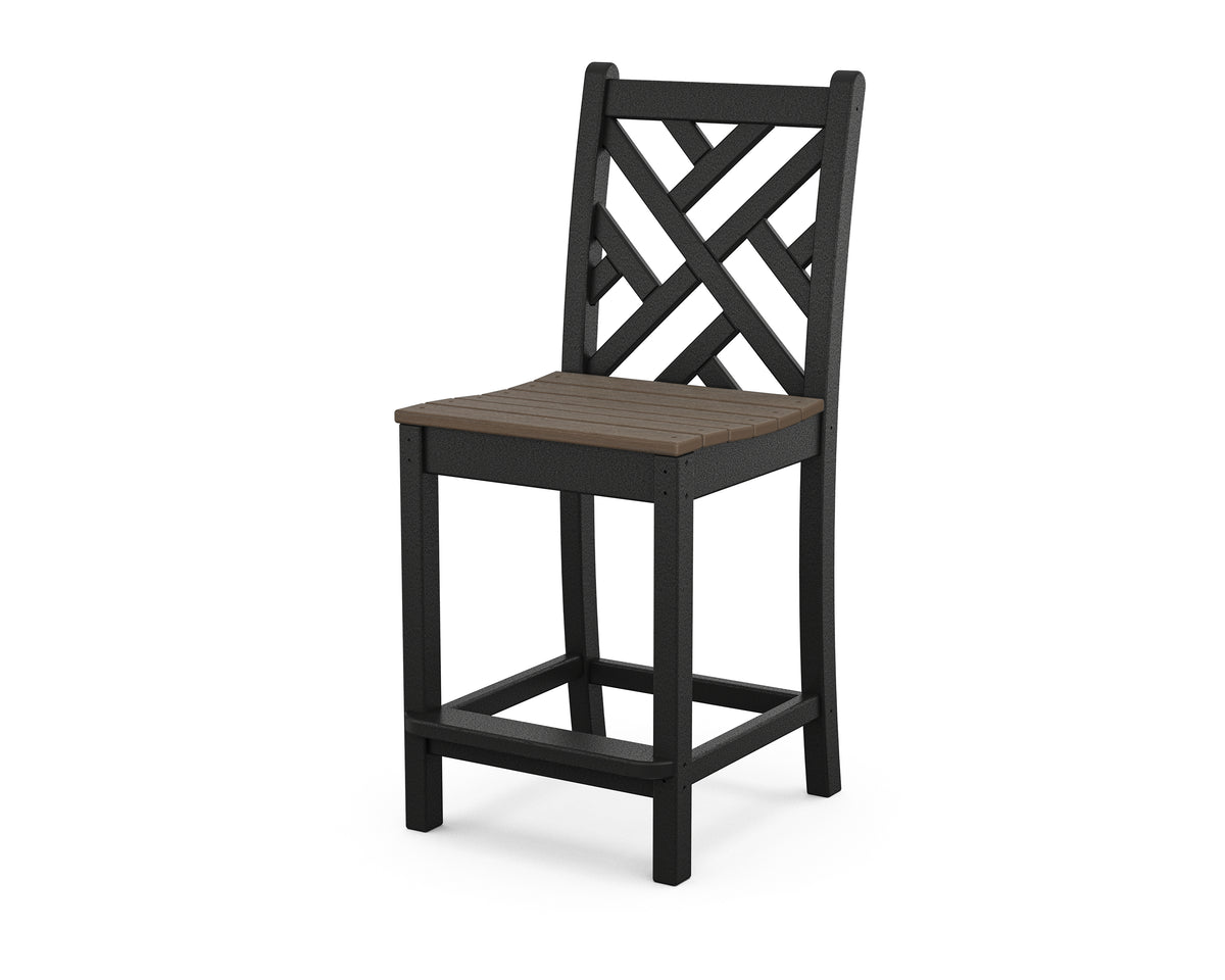 POLYWOOD Chippendale Counter Side Chair in Black / Kona