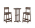 POLYWOOD Modern Studio Plaza Bar Chair 3-Piece Bistro Set in Mahogany