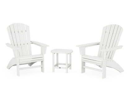 POLYWOOD Nautical 3-Piece Curveback Adirondack Set in White
