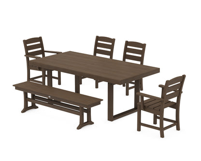 POLYWOOD Lakeside 6-Piece Dining Set with Bench - 39" x 78" Table in Kona