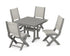 POLYWOOD Coastal Folding Side Chair 5-Piece Farmhouse Dining Set With Trestle Legs in Slate Grey / Birch