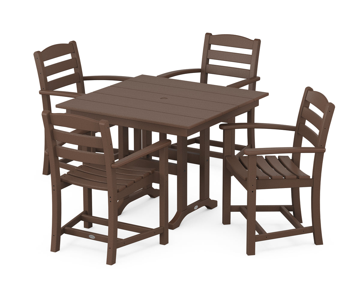 POLYWOOD La Casa Café 5-Piece Farmhouse Dining Set in Mahogany