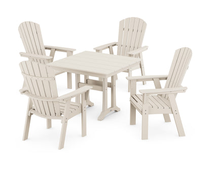POLYWOOD Nautical Adirondack 5-Piece Farmhouse Dining Set with Trestle Legs - 37" Table in Sand