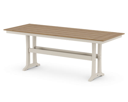 POLYWOOD Farmhouse Trestle 38" x 96" Counter Table in Sand / Natural