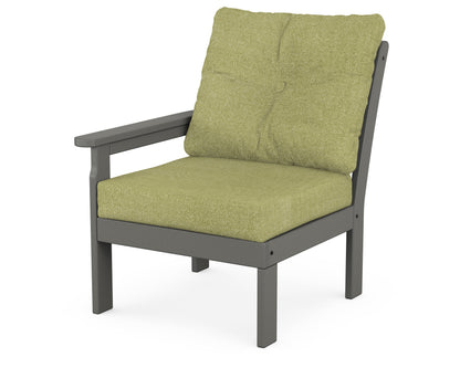 POLYWOOD Vineyard Modular Left Arm Chair in Slate Grey / Chartreuse Boucle