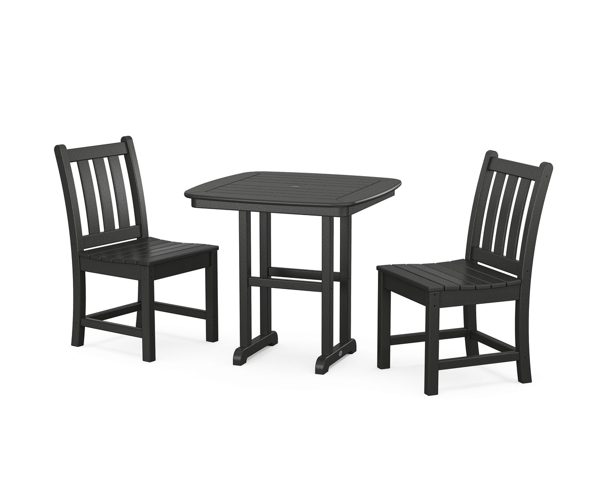 POLYWOOD Traditional Garden Side Chair 3-Piece Dining Set in Black