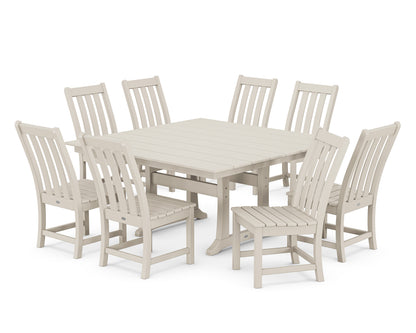 POLYWOOD Vineyard 9-Piece Farmhouse Trestle Dining Set in Sand