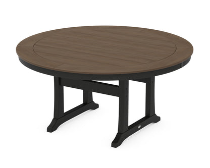 POLYWOOD Nautical Trestle 60" Round Dining Table in Black / Kona