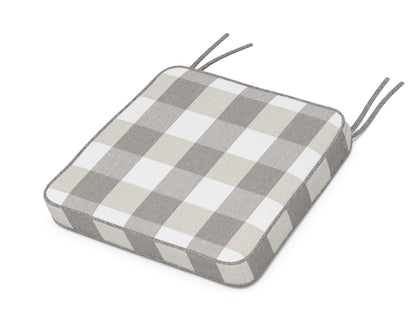 POLYWOOD Chinoiserie Side Chair Seat Cushion in Buffalo Plaid Grey Mist
