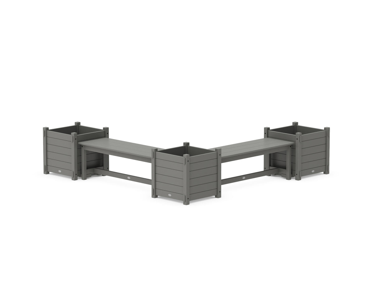 POLYWOOD 48" Nautical L-Shaped Planter Bench Corner Set - Large in Slate Grey