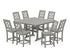 POLYWOOD Chinoiserie 9-Piece Square Farmhouse Side Chair Counter Set with Trestle Legs in Slate Grey