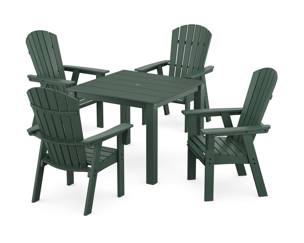 POLYWOOD Nautical Curveback Adirondack 5-Piece Parsons Dining Set in Green