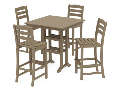 POLYWOOD La Casa Café 5-Piece Farmhouse Trestle Bar Set in Vintage Sahara