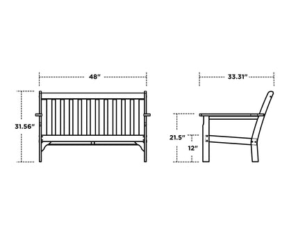 POLYWOOD Vineyard Deep Seating Loveseat dimensions