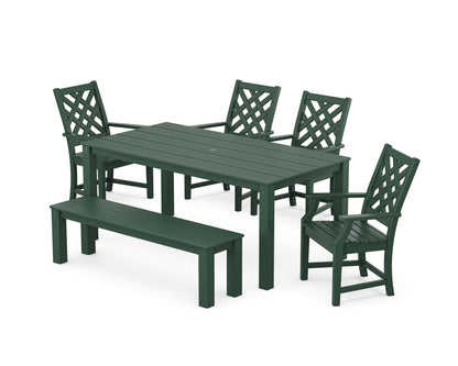 POLYWOOD Wovendale 6-Piece Parsons Dining Set with Bench in Green