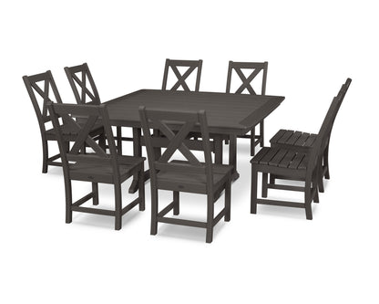 POLYWOOD Braxton 9-Piece Nautical Trestle Dining Set in Vintage Coffee
