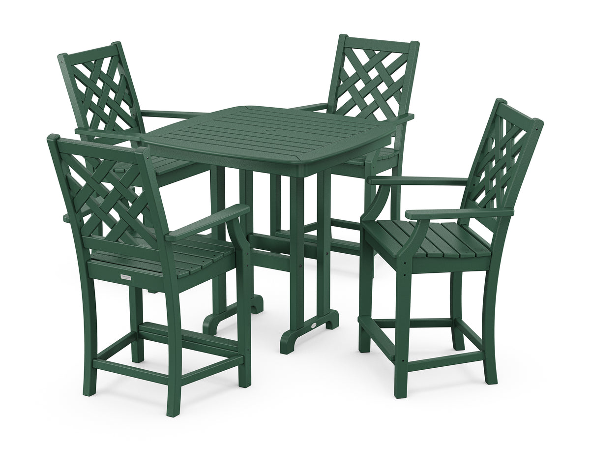 POLYWOOD Country Living Wovendale 5-Piece Counter Set in Green