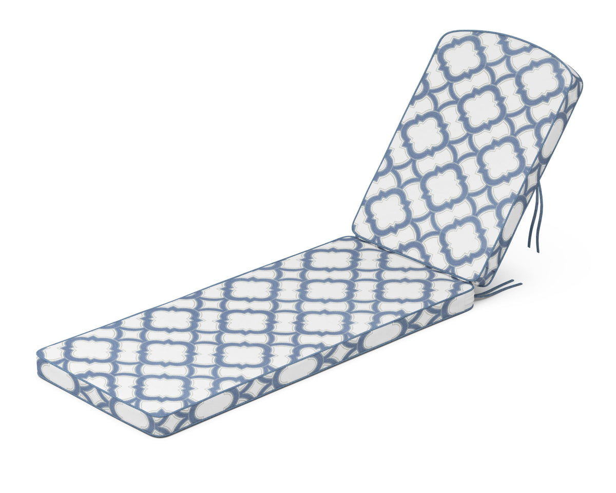 POLYWOOD Chinoiserie Chaise Cushion in Trellis Sky Blue