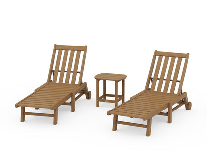 POLYWOOD Vineyard 3-Piece Chaise with Wheels Set in Natural
