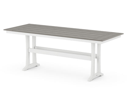 POLYWOOD Farmhouse Trestle 38" x 96" Counter Table in White / Driftwood