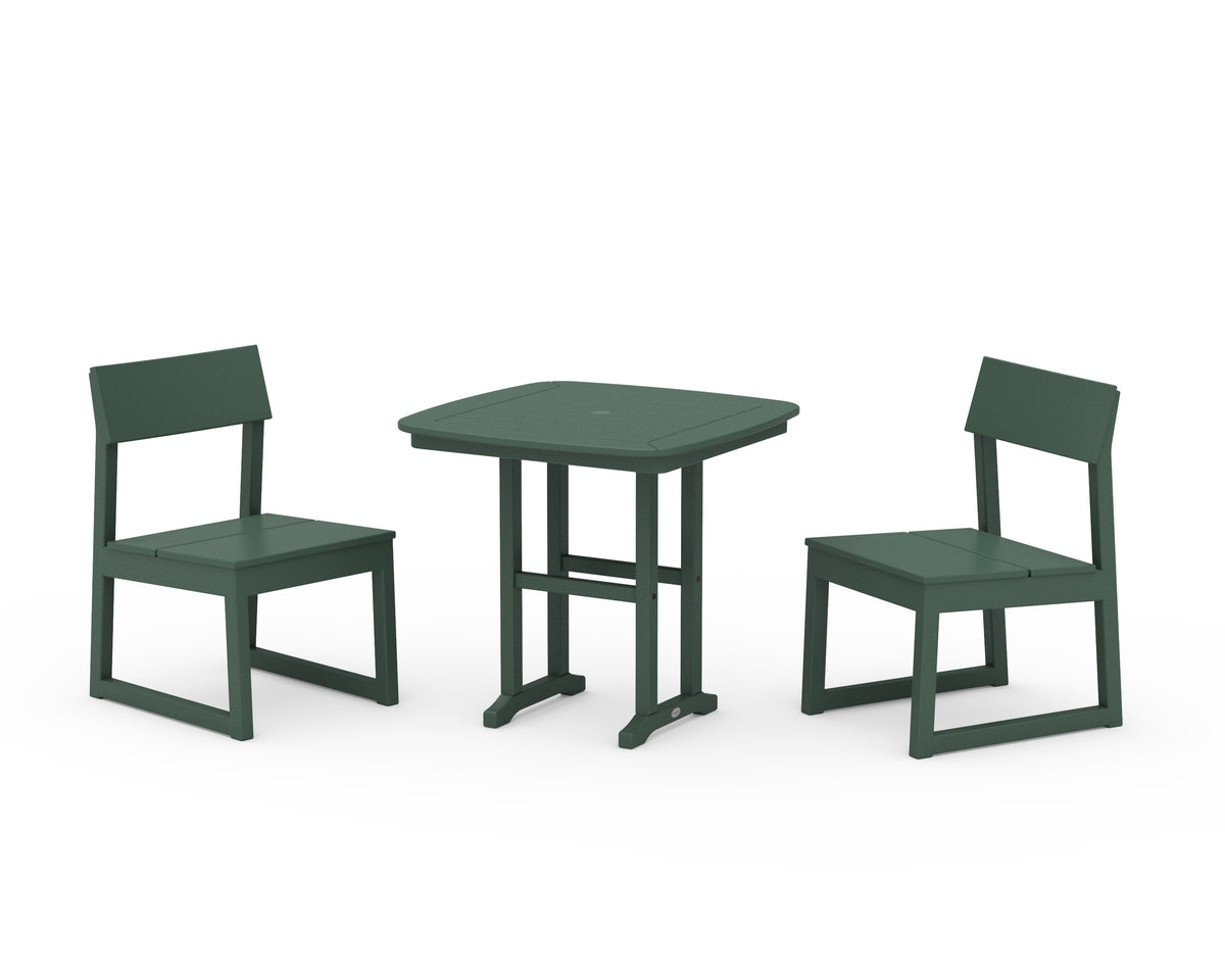POLYWOOD EDGE Side Chair 3-Piece Dining Set in Green