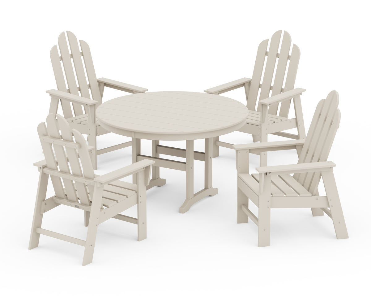 POLYWOOD Long Island 5-Piece Round Farmhouse Dining Set in Sand