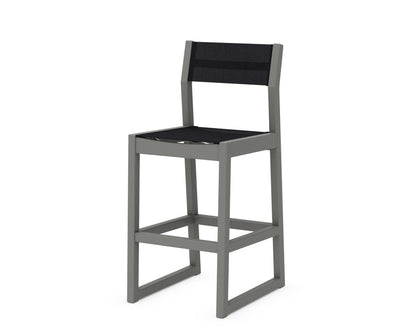 POLYWOOD EDGE Sling Bar Side Chair in Slate Grey / Black