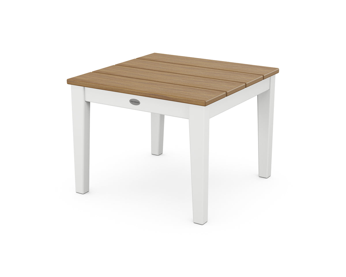 POLYWOOD Newport 22" End Table in White / Natural