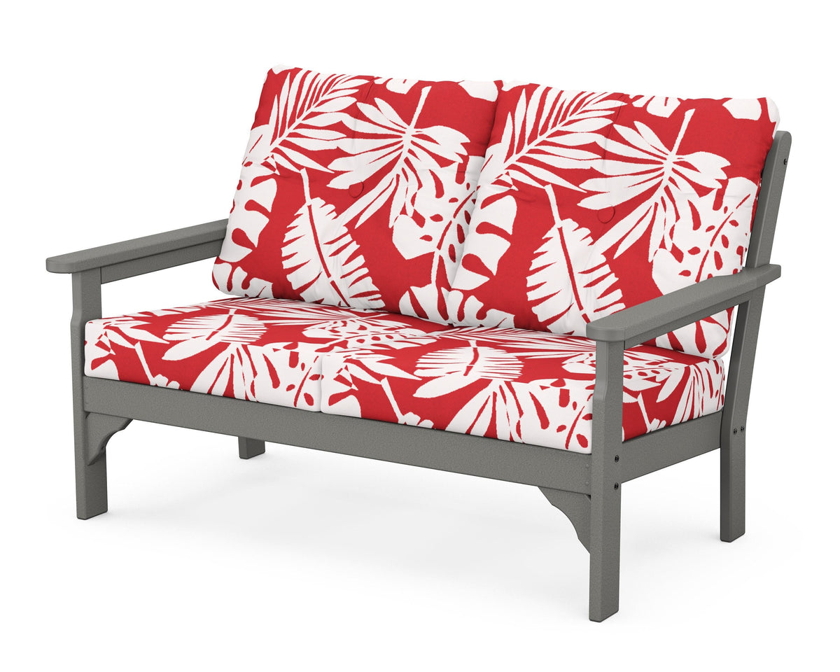 POLYWOOD Vineyard Deep Seating Loveseat in Slate Grey / Leaf Crimson