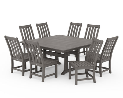 POLYWOOD Vineyard 9-Piece Farmhouse Trestle Dining Set in Driftwood