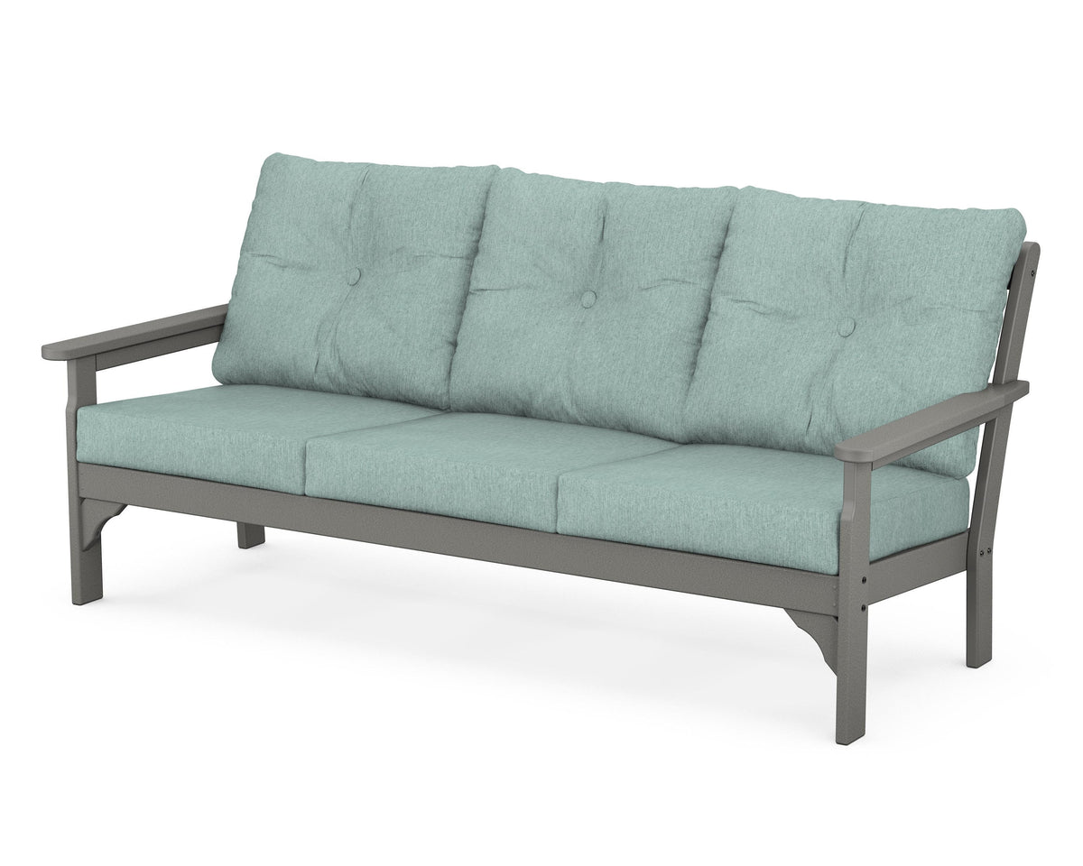 POLYWOOD Vineyard Deep Seating Sofa in Slate Grey / Glacier Spa