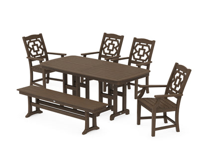 POLYWOOD Chinoiserie 6-Piece Dining Set with Bench in Kona