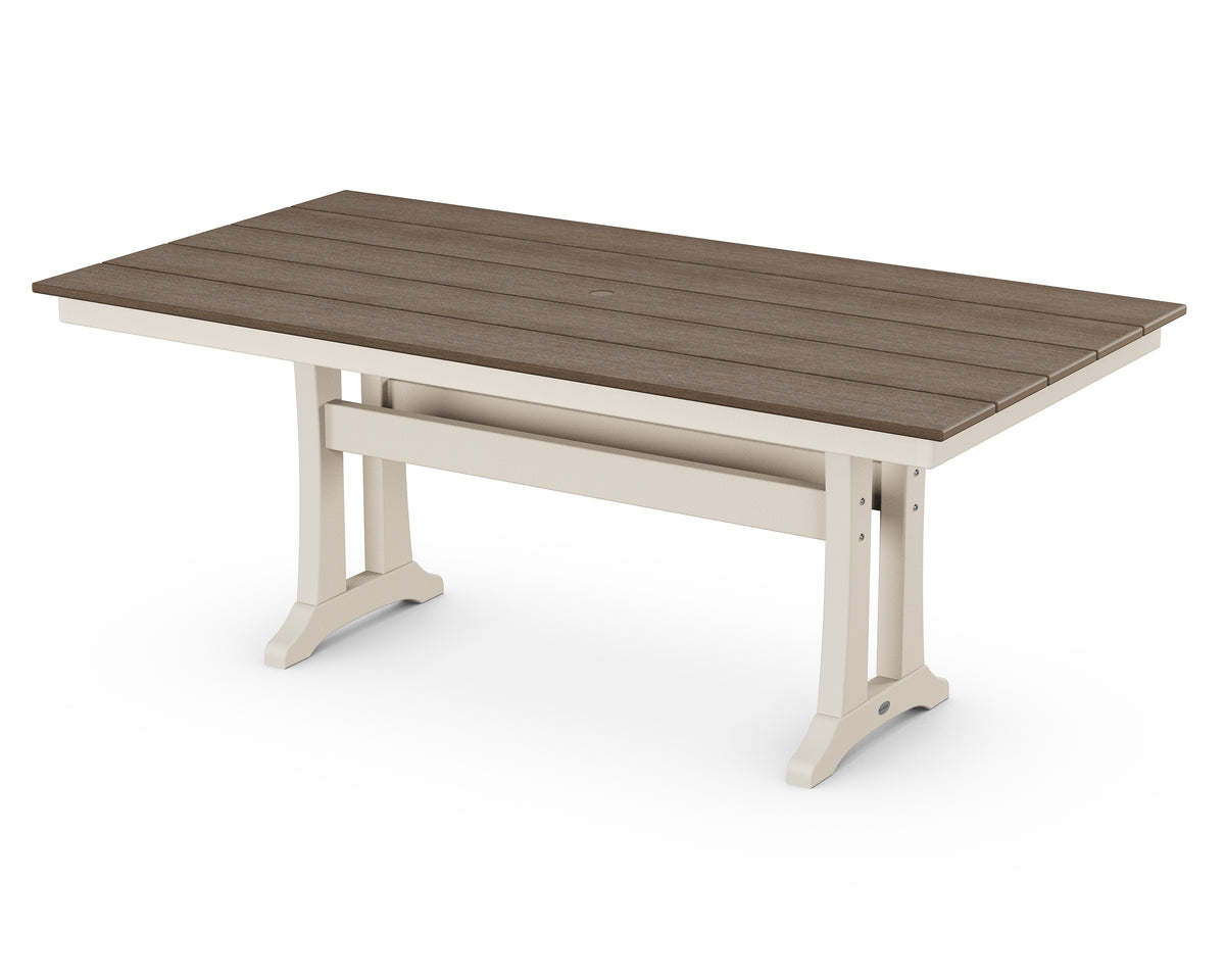 POLYWOOD Farmhouse Trestle 37" x 72" Dining Table in Sand / Kona