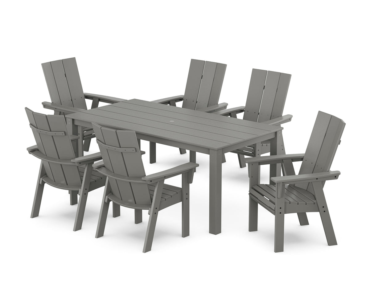 POLYWOOD Modern Curveback Adirondack 7-Piece Parsons Dining Set in Slate Grey
