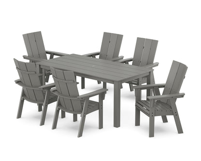POLYWOOD Modern Curveback Adirondack 7-Piece Parsons Dining Set in Slate Grey