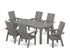 POLYWOOD Modern Curveback Adirondack 7-Piece Parsons Dining Set in Slate Grey