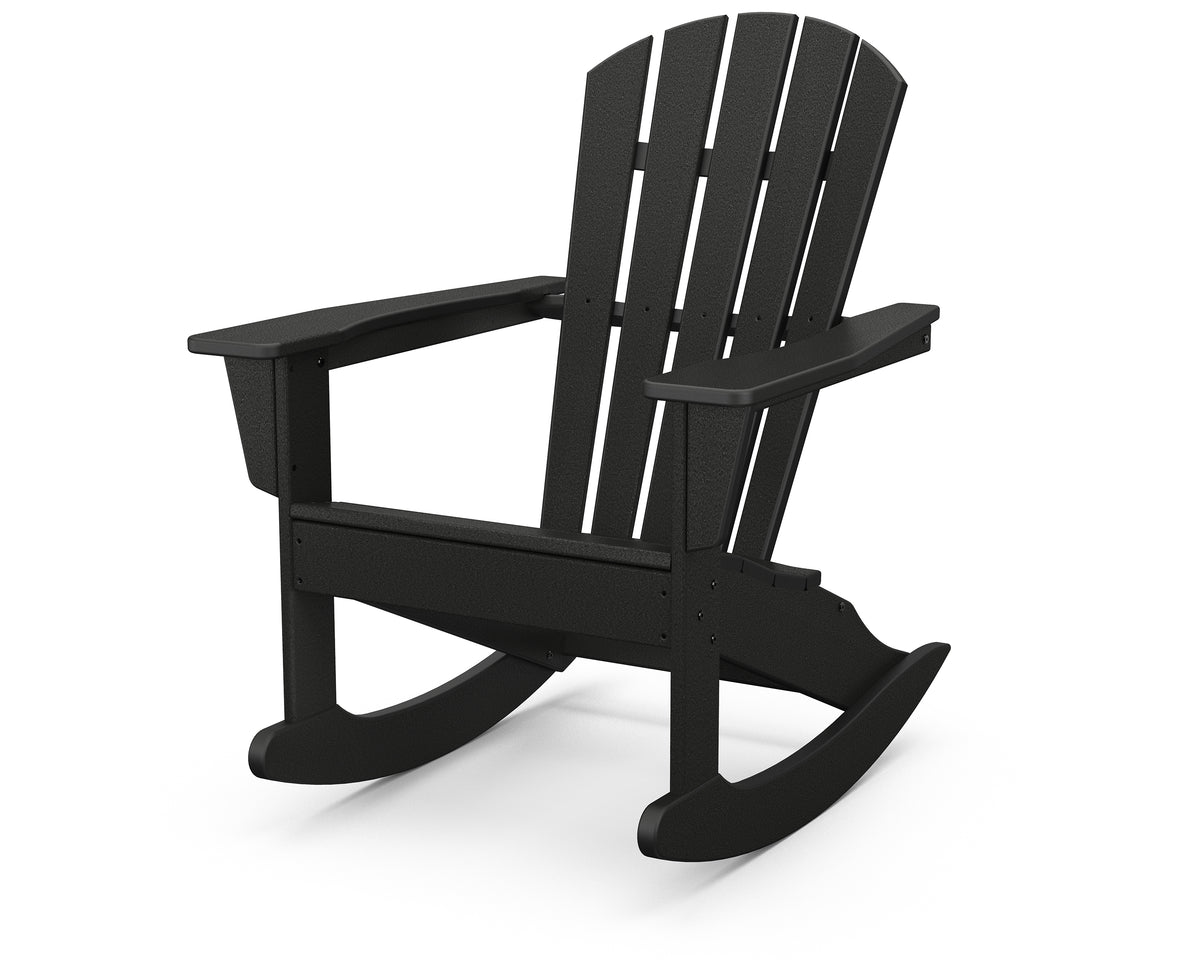 POLYWOOD Palm Coast Adirondack Rocking Chair in Black