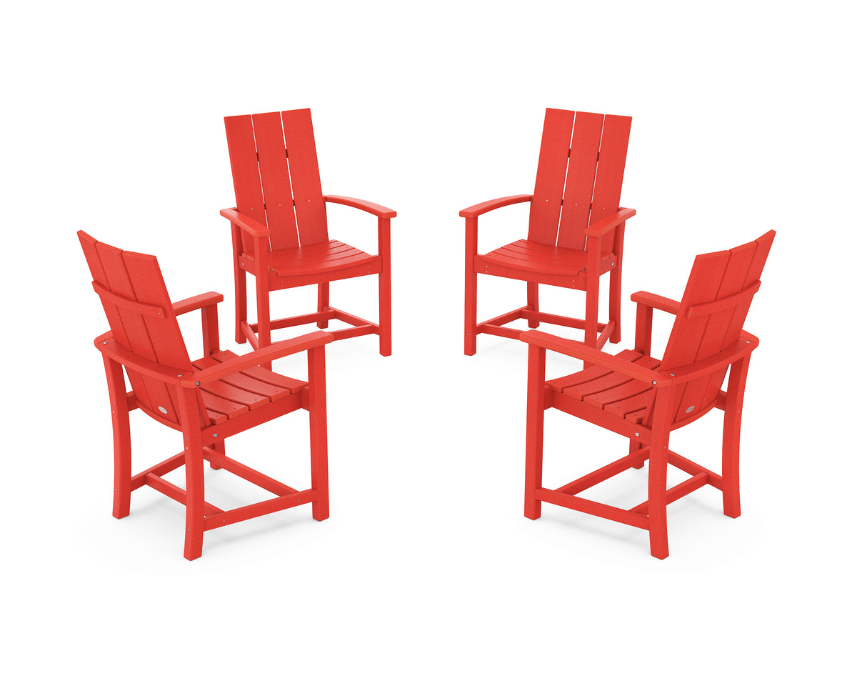 POLYWOOD Modern 4-Piece Upright Adirondack Conversation Set in Sunset Red