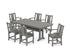 POLYWOOD Prairie Arm Chair 7-Piece Farmhouse Dining Set with Trestle Legs in Slate Grey