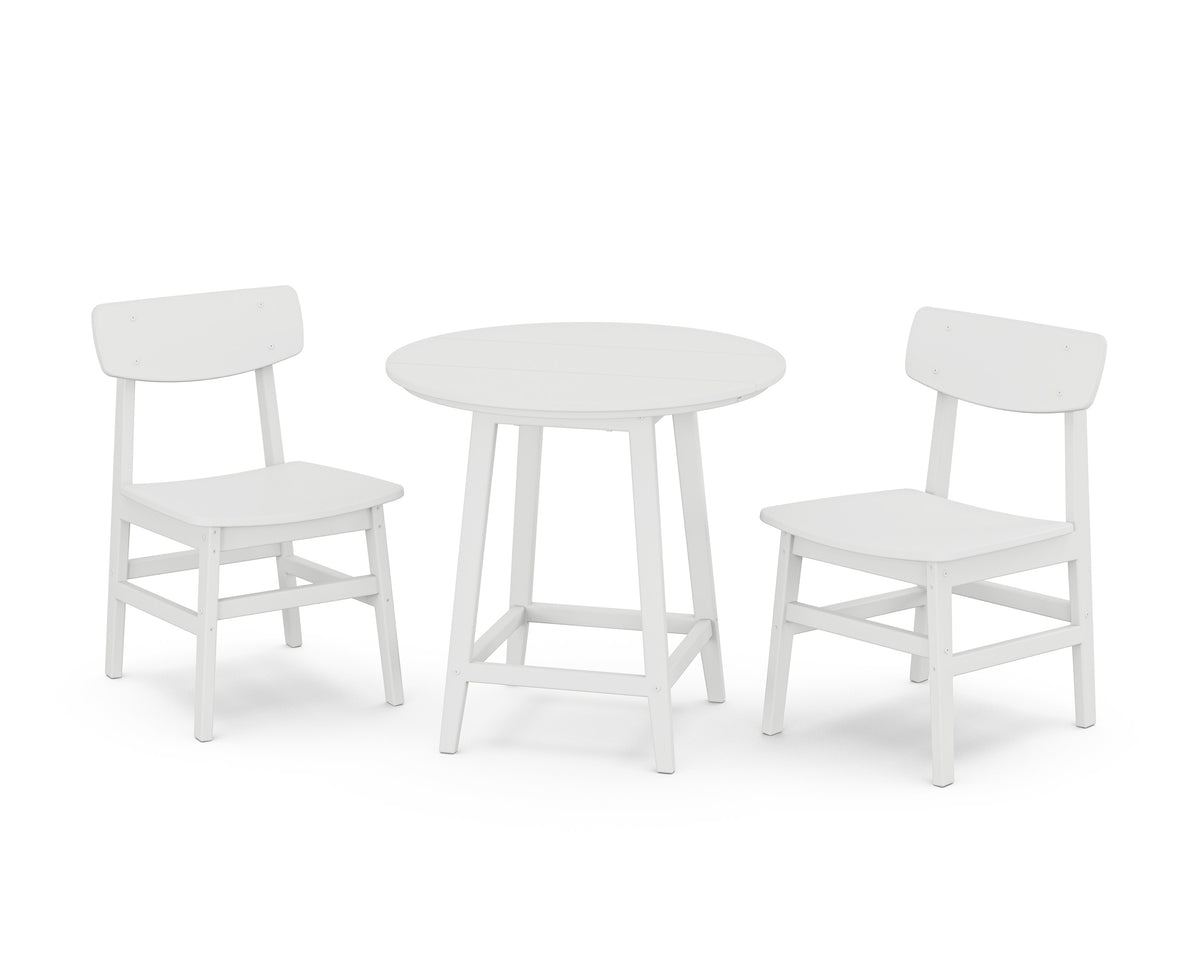 POLYWOOD Modern Studio Urban Chair 3-Piece Round Bistro Dining Set in White