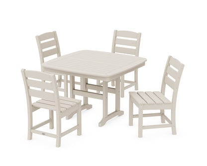 POLYWOOD Lakeside Side Chair 5-Piece Dining Set with Trestle Legs - 44" Table in Sand