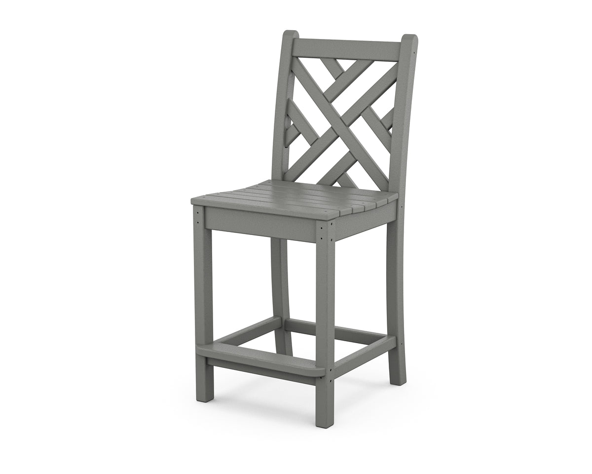 POLYWOOD Chippendale Counter Side Chair in Slate Grey