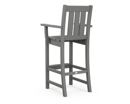 Angled view of the POLYWOOD Oxford Bar Arm Chair in Slate Grey
