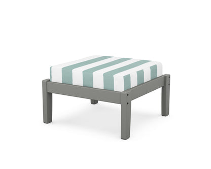 POLYWOOD Deep Seating Ottoman in Slate Grey / Cabana Stripe Glacier Spa