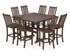 POLYWOOD Vineyard 9-Piece Farmhouse Trestle Bar Set in Mahogany