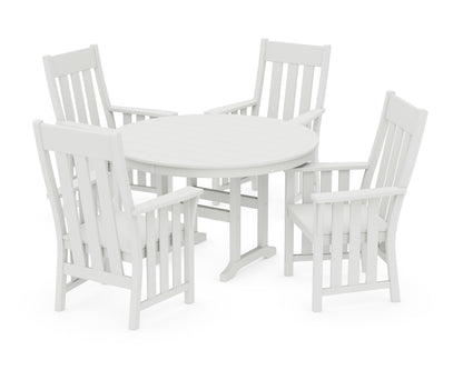 POLYWOOD Acadia 5-Piece Round Farmhouse Dining Set in Vintage White